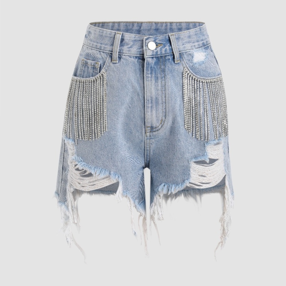Ripped denim shorts